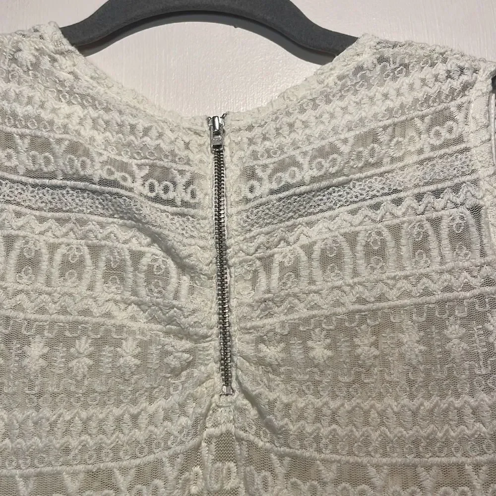 MNG Casual by Mango- “Brenda” Cream Crochet Embroidered & Lace Dress- Size XS